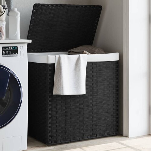 VidaXL Ko&amp;scaron;ara za rublje s 2 odjeljka crna 53 x 35 x 57cm od poliratana Slike