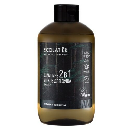 ECOLATIER šampon i gel za tuširanje za muškarce sa eteričnim uljima zelenog čaja i čempresa | kozmo Slike