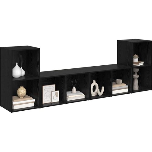 Set TV komoda Zidne 4 pcs Crni hrast 37 x 37 x 72 cm Slike