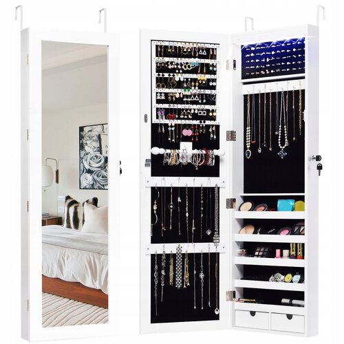 Costway Omara za nakit Toaletna mizica z LED-ogledalom Ogledalo, (5000357901) Slike