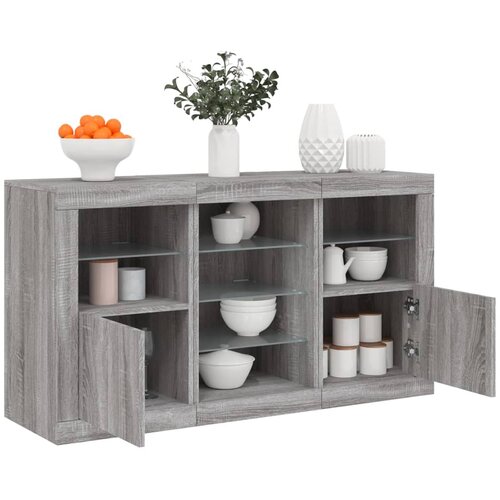 The Living Store Komoda z LED lučkami siva sonoma 123x37x67 cm - Komoda, (21661212) Cene