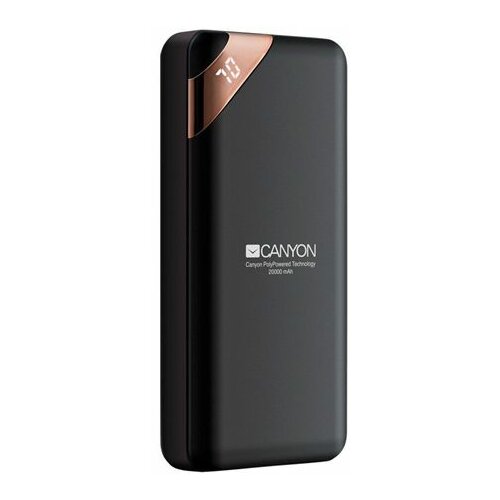 Canyon Compact power bank Black with digital display 20000 mAh Dual USB Smart IC 5V/2.1A, (2 * USB) CNE-CPBP20B Slike