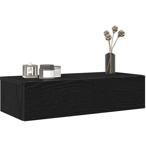vidaXL Stenska polica s predali črn 60x26,5x15 cm inženirski les Cene