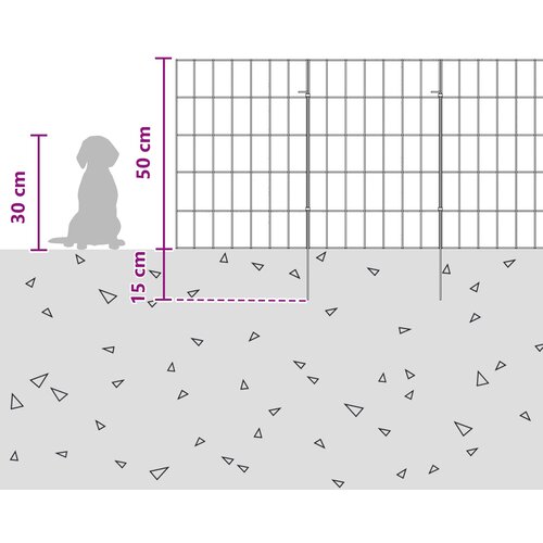  Ograda za vrt s kolčićima 48 pcs 35 x 50 cm Mesh Srebrna Slike