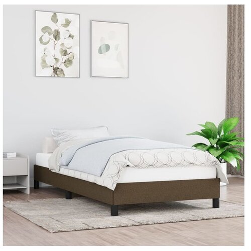  Posteljni okvir temno rjav 100x200 cm blago Cene