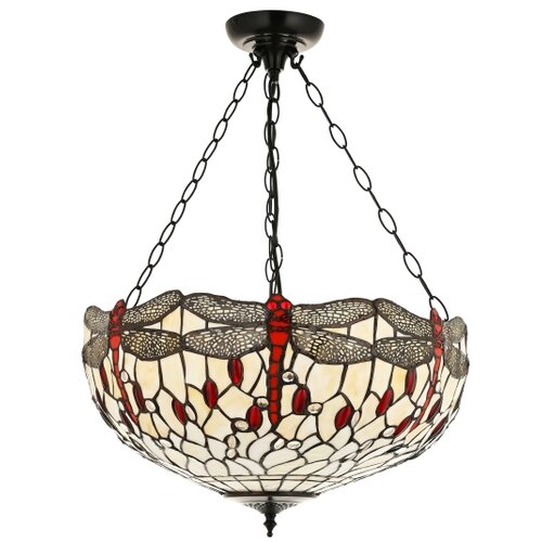 Endon 112251 - Luster na lancu Tiffany DRAGONFLY 3xE27/60W/230V prečnika 50 cm Slike