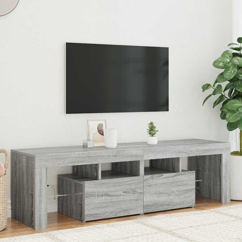 TV ormarić s LED svjetlima siva boja hrasta 140 x 36,5 x 40 cm Cene