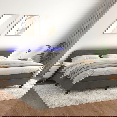  The Living Store Box spring postelja z vzmetnico LED temno siva 160x200 cm žamet - Box Spring Postelja, (21491062) Slike