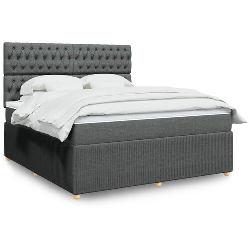 vidaXL Box spring postelja z vzmetnico temno siva 180x200 cm blago Cene