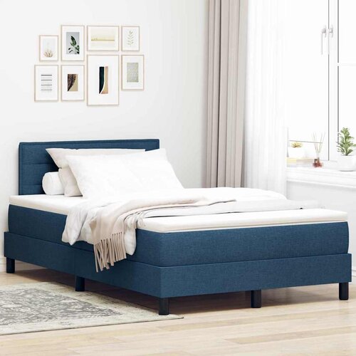 VidaXL Postelja z vzmetnico z vzmetnico Modra 120 x 200 cm blago Slike