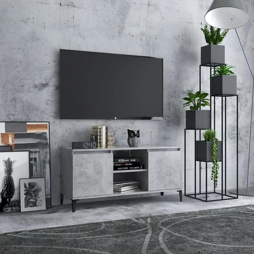 vidaXL TV ormarić s metalnim nogama siva boja betona 103,5x35x50 cm