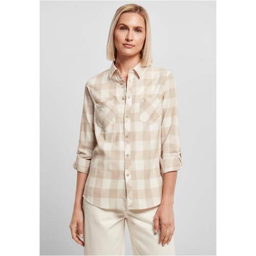 UC Ladies Ladies Turnup Checked Flanell Shirt whitesand/lighttaupe Cene