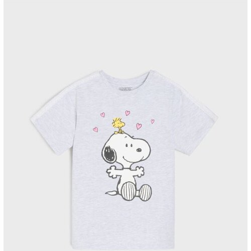 Sinsay Pamučna majica s ukrasnom čipkom na rukavima Peanuts Cijene