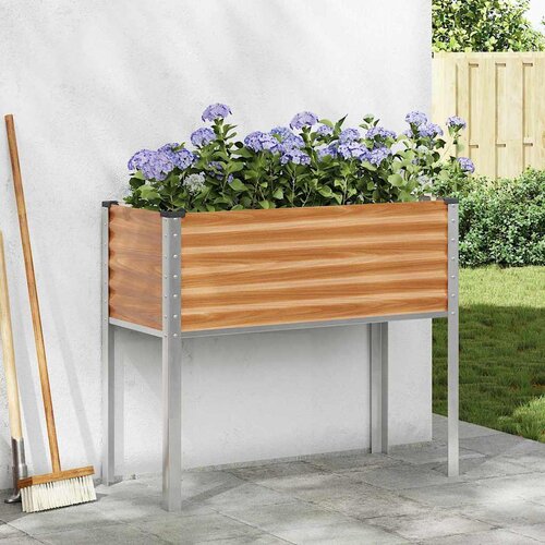  Vrtna saksija Svijetlosmeđa 100 x 45 x 90 cm Cinkani čelik Slike