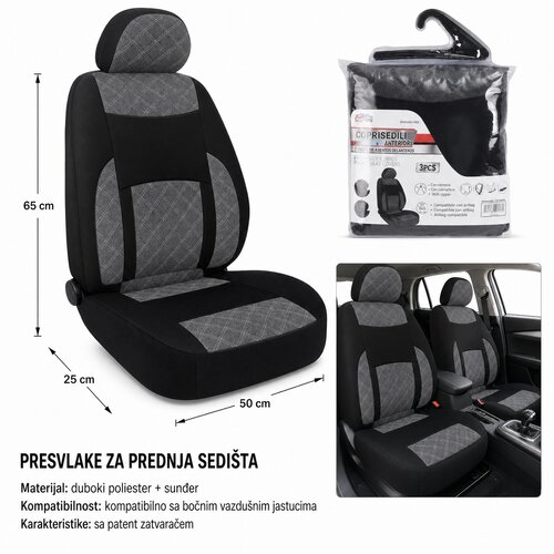 KMT Navlaka za prednje sedi&amp;scaron;te automobila, Crna Slike