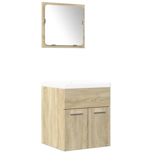  3-dijelni set kupaonskog namje&amp;scaron;taja boja hrasta sonome drveni Smeđa 41 x 38.5 x 46 cm Slike