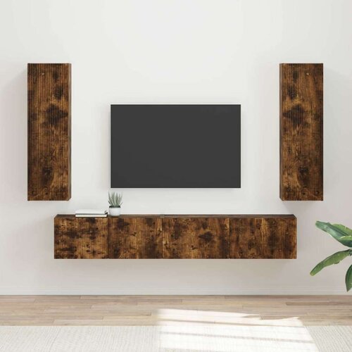  Set TV komoda Zidne 3 pcs Dimljeni hrast Konstruirano drvo Cene
