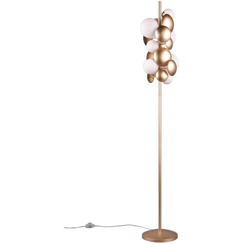 Trio Select Bela/zlata stoječa svetilka s steklenim senčnikom (višina 155 cm) Bubble – Cene