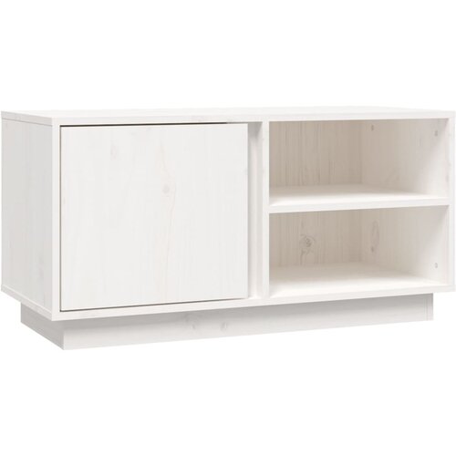 Maison Chic TV omarica - TV stojalo - Televizijska omarica bela 80x35x40,5 cm trdna borovina, (21701215) Slike