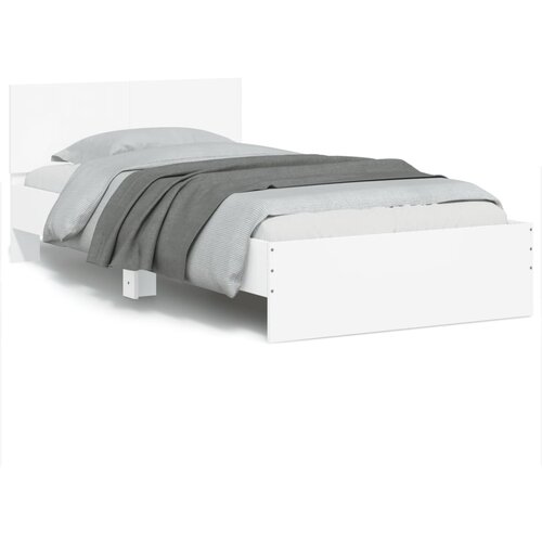 VidaXL Okvir za krevet s uzglavljem i LED svjetlima bijeli 100x200 cm Slike