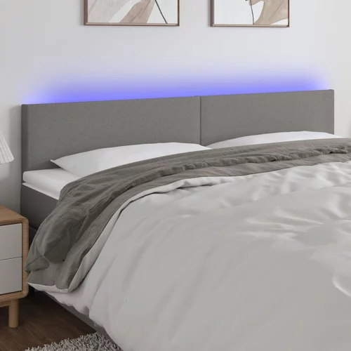 vidaXL LED posteljno vzglavje temno sivo 200x5x78/88 cm blago