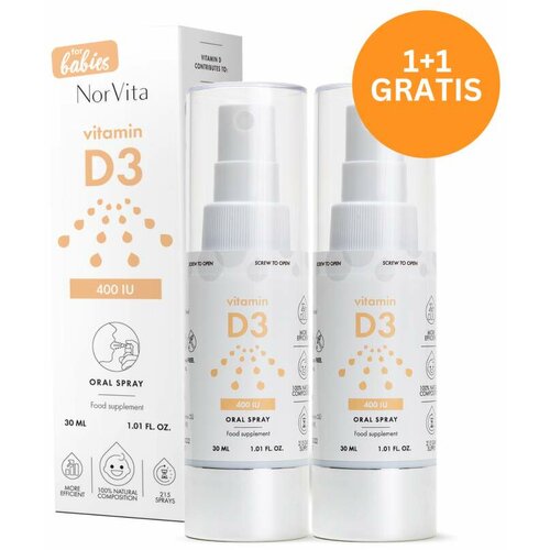 NorVita vitamin D3 baby sprej, 30 ml 1+1 gratis Slike