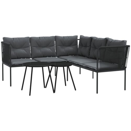  Set vrtnih sofa s jastucima crni od čelika i tekstilena Slike