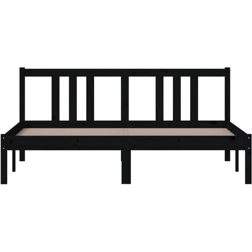  Okvir za krevet od masivnog drva crni 150 x 200 cm veliki Slike