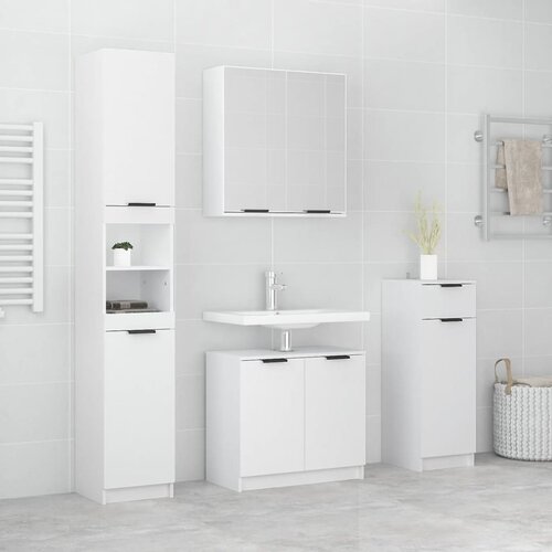  The Living Store Komplet kopalniških omaric 4-delni bel konstruiran les - Komplet Kopalniškega Pohištva, (21444311) Cene