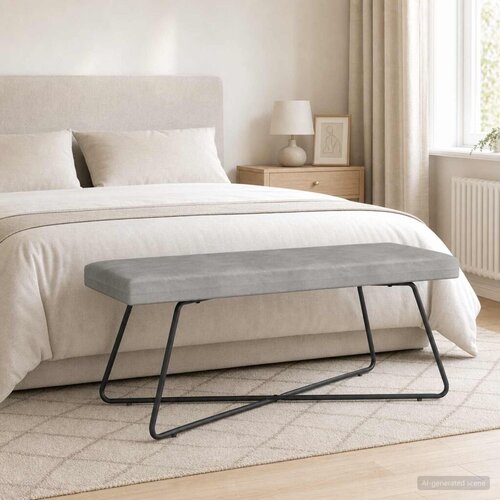  Klupa Svjetlosiva 110 x 40 x 45 cm Bar&amp;scaron;un - Svjetlosiva 110 cm Slike