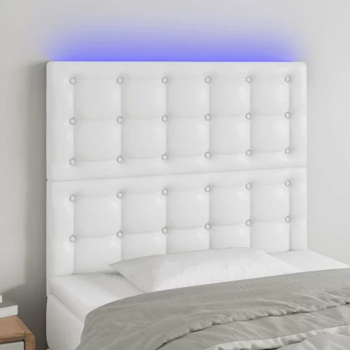  posteljno vzglavje belo 100x5x118/128 cm umetno usnje, (20793870)