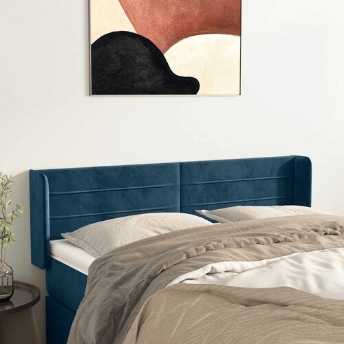  Uzglavlje s u&scaron;ima tamnoplavo 147x16x78/88 cm bar&scaron;unasto Cijene