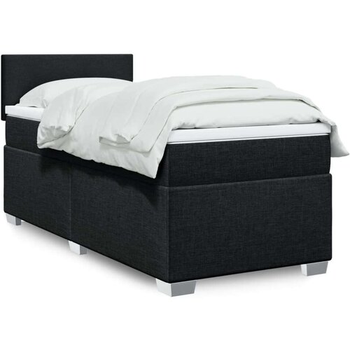 VidaXL Krevet s oprugama i madracem crni 90x200 cm od tkanine Slike