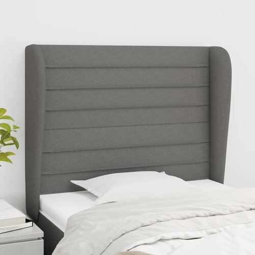 VidaXL Uzglavlje s u&amp;scaron;ima tamnosivo 83 x 23 x 118/128 cm od tkanine Slike