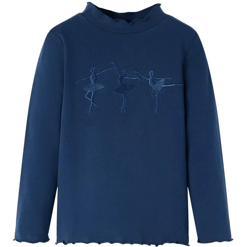 vidaXL Otroška majica z dolgimi rokavi mornarsko modra 128