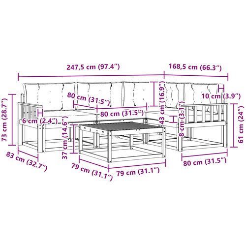  Set vanjskih sofa 5 kom. Bijela i bež Poliester Slike