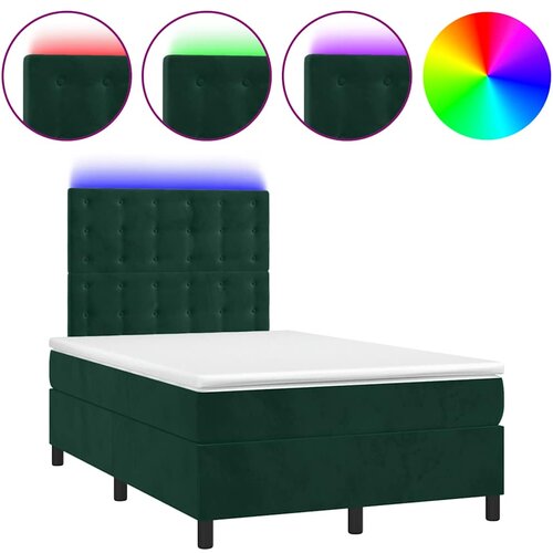 Krevet s oprugama i madracem LED tamnozelenim 120x190 cm bar&amp;scaron;un Slike