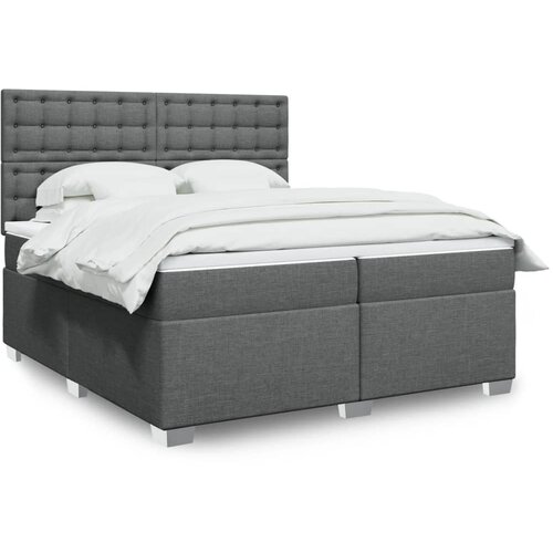 VidaXL Krevet s oprugama i madracem tamnosivi 200 x 200 cm od tkanine Slike