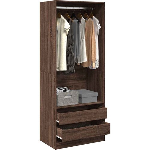 VidaXL Garderobna omara rjavi hrast 80x50x200 cm inženirski les Slike