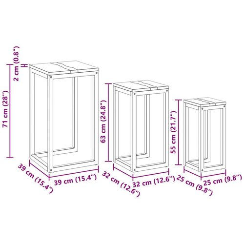  Stol za slaganje 3 pcs Smeđa Čvrsto teak drvo Slike