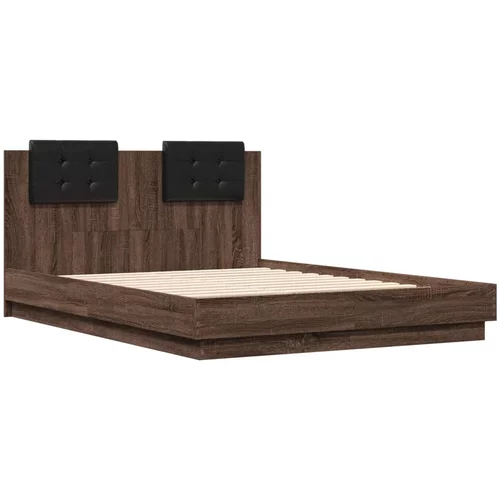 vidaXL Okvir za krevet s uzglavljem smeđa boja hrasta 140x190cm drveni