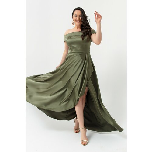 Lafaba Plus Size Evening Dress - Khaki - A-line Cene