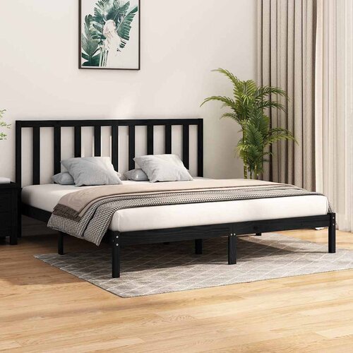  Okvir za krevet od masivne borovine crni 200 x 200 cm Cijene