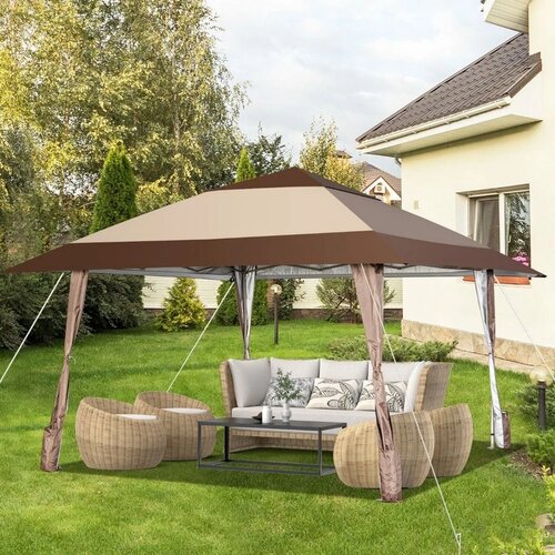 Gazebo paviljon sa mehanizmom 390x390cm Bež Cene