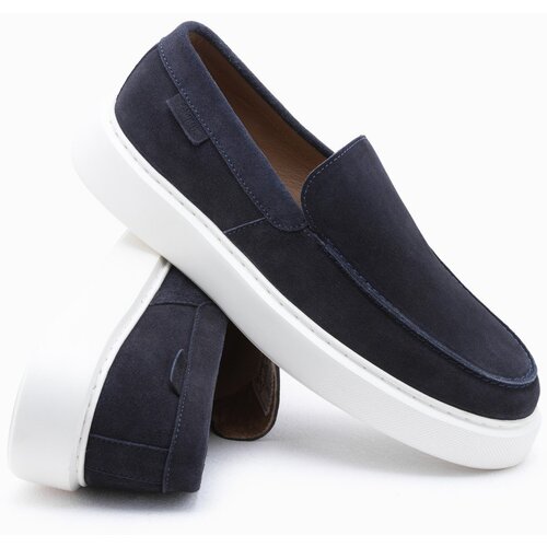 Ombre Men's slip-on half shoes on thick sole - navy blue Cene