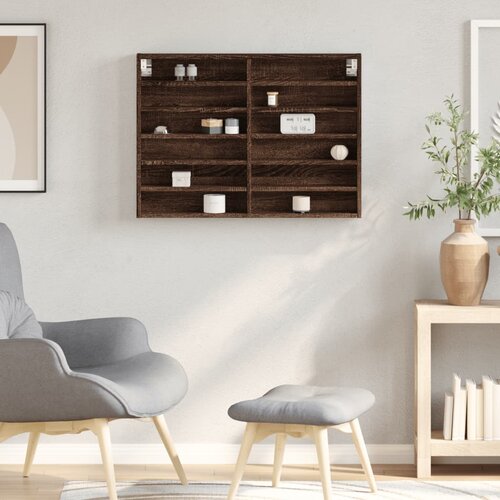  Vitrina boja smeđeg hrasta 80x8,5x58 cm od konstruiranog drva Slike
