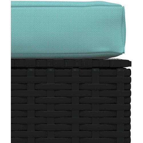  Vrtni tabure s jastukom crni 70 x 70 x 30 cm od poliratana Slike
