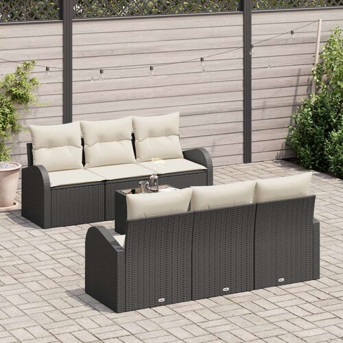  7-dijelni vrtni sofa set sa jastucom crni poli ratan Slike