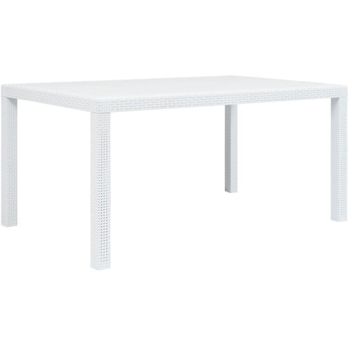 VidaXL Vrtna miza iz plastike 150x90x72 cm bela videz ratana Slike