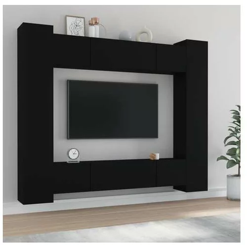  Komplet TV omaric 8-delni črn konstruiran les